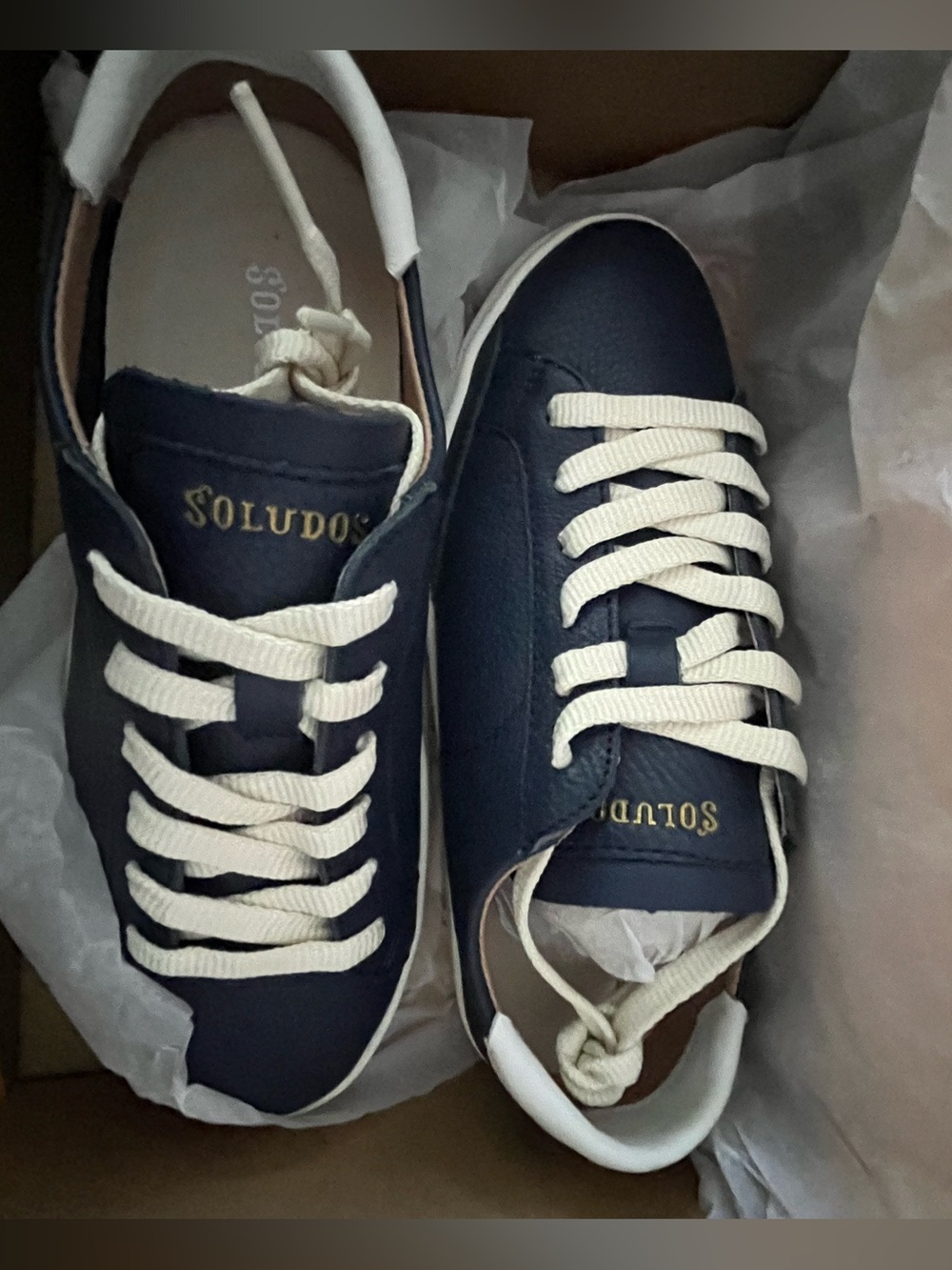 NWT SOLUDOS Women's Leather Ibiza Blue Sneakers - Picture 11 of 15
